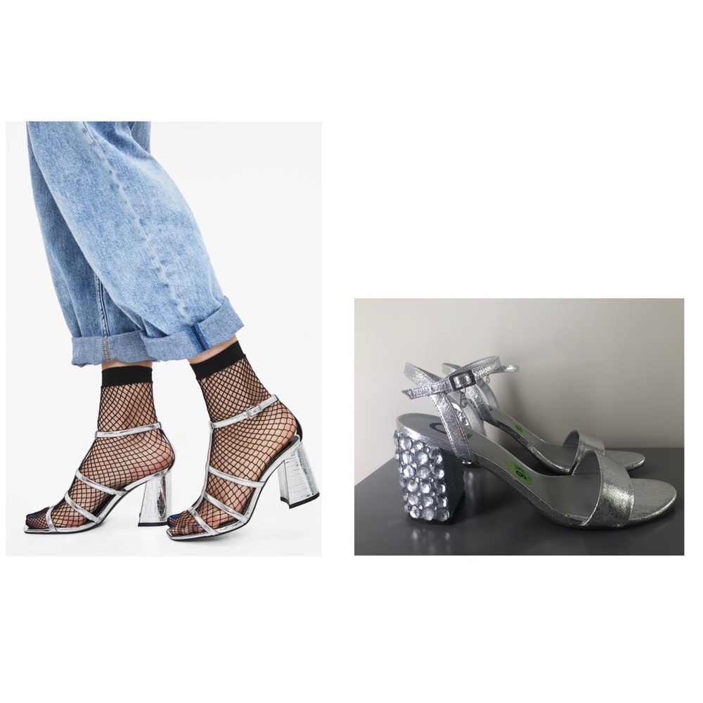 Guess  Metallic Heel Sandals ankle strap Size 9.5